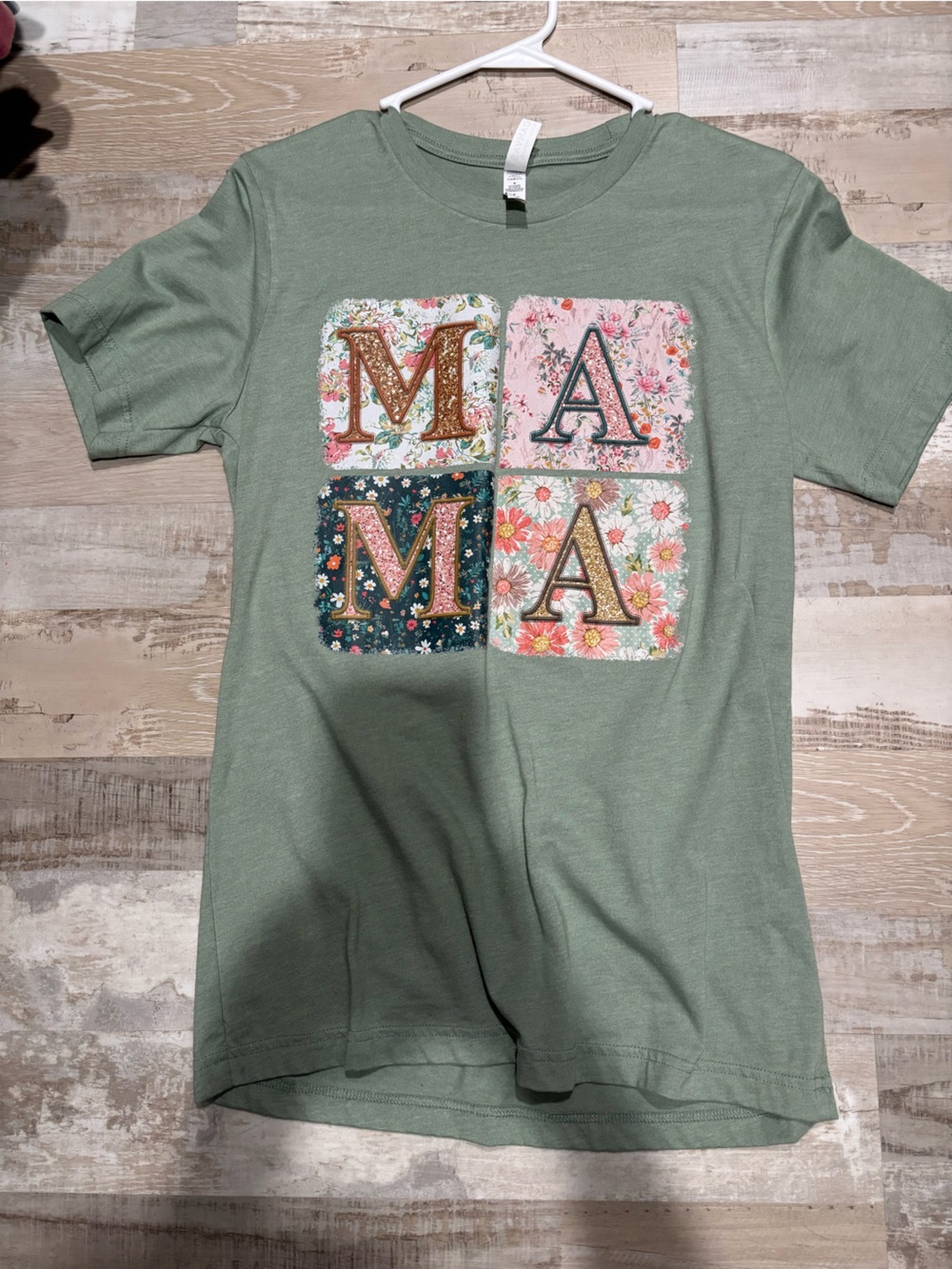 Floral Patch Logo Tee - Sage Green